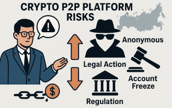 Illustration showing risks of using crypto P2P platforms in Russia