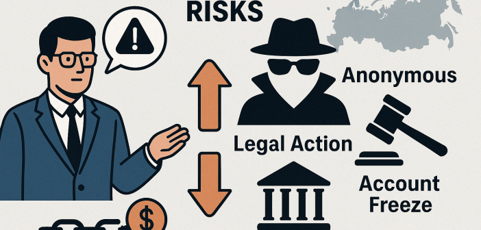 Illustration showing risks of using crypto P2P platforms in Russia