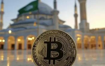 Digital coins with Islamic finance icons and Pakistan flag