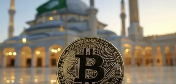 Digital coins with Islamic finance icons and Pakistan flag