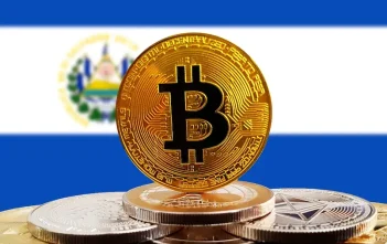 Flags of El Salvador and U.S. with digital assets theme