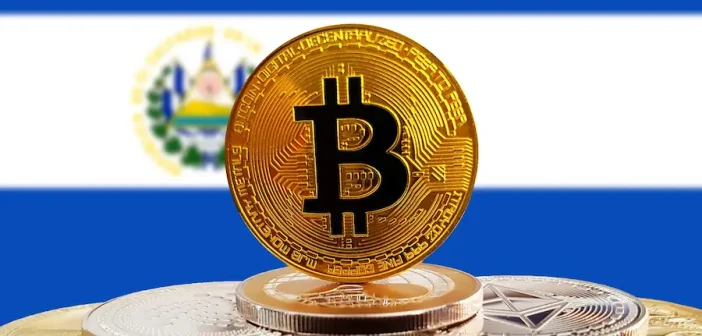 Flags of El Salvador and U.S. with digital assets theme