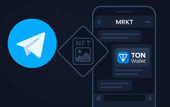 NFT trading app MRKT inside Telegram chat with TON Wallet