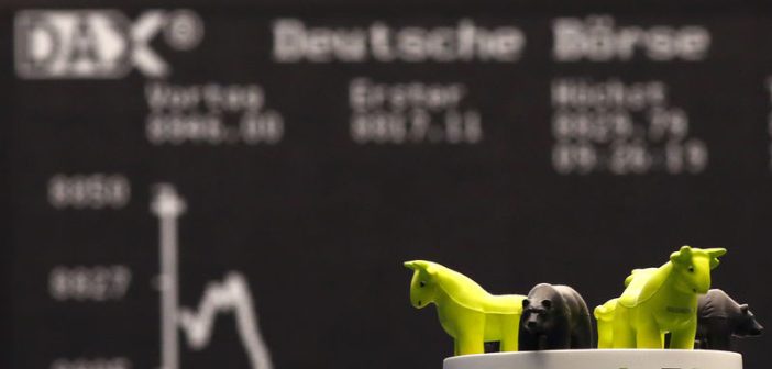 Eurozone stock market performance with charts and ECB building