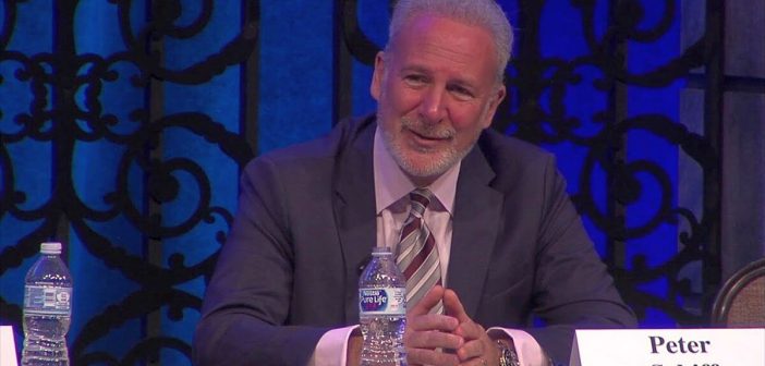 Peter Schiff, Bitcoin logo, and U.S. politicians collage