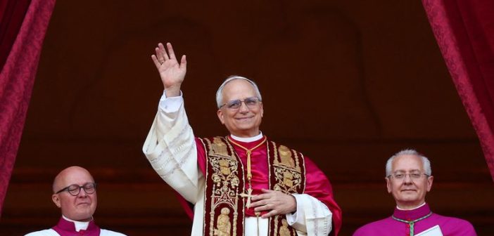 Pope Leo XIV addressing the crowd from St. Peter's Basilica balcony