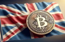British Parliament with digital crypto symbols overlay