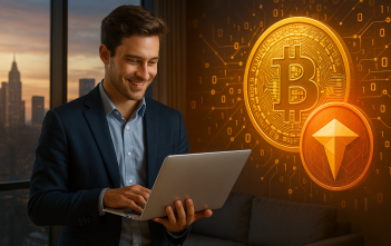 Illustration depicting the rise of crypto millionaires and RWA tokenization in 2025