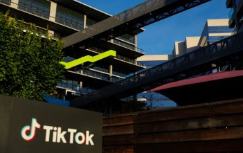 Split screen showing Meta and TikTok logos mirrored by Google and GPT interfaces