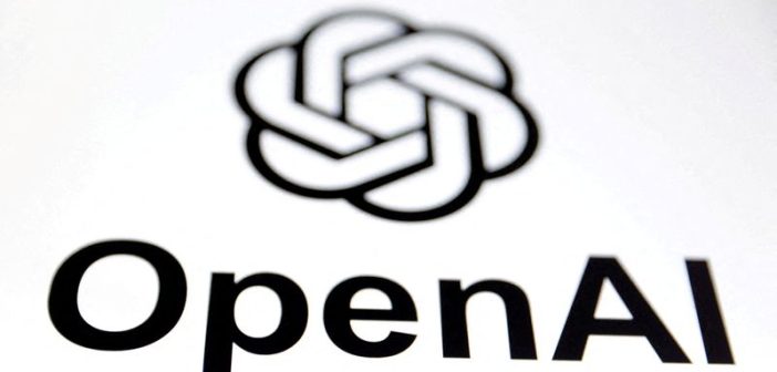Logos of OpenAI and Microsoft with a graph showing declining revenue share