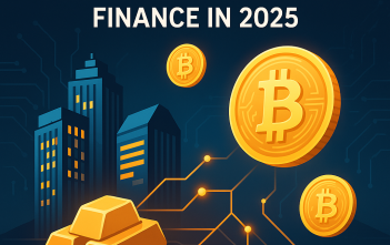 Visualization of real-world assets being digitized through blockchain in a modern financial context