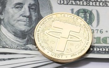 Tether logo next to gold mining site and Elemental branding