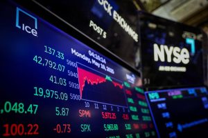 Stock market graph showing upward trend with Middle East map in the background